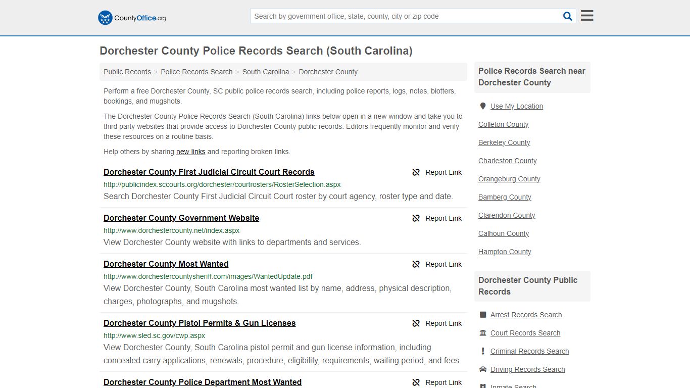 Dorchester County Police Records Search (South Carolina) - County Office