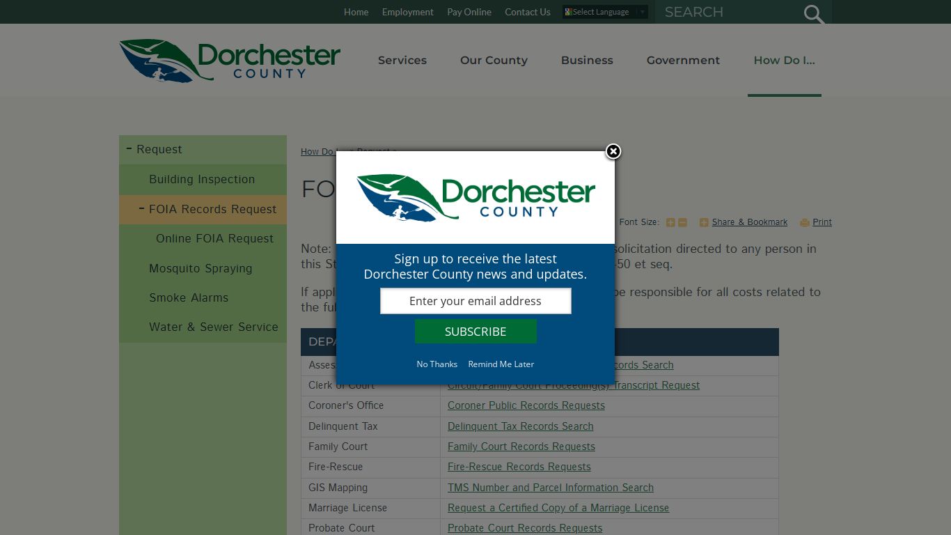 FOIA Records Request | Dorchester County, SC website